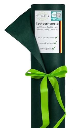 Sensalux Tischdeckenrolle, wasserabweisend, 80g/m², bis zu 45% Recyclat, Vlies-Tischwäsche, wiederverwendbar, 1,19m x 25m, Grün