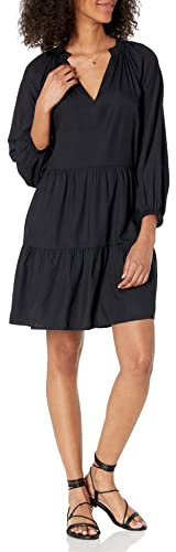 The Drop Women's @caralynmirand Ruffle-Neck Tiered Mini Dress, Black, XXL Plus
