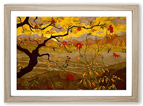 Apple Tree with Red Fruit by Paul Ranson Framed Print | A2 Oak Framed Wall Art | Ready to Hang | Modern Floral Picture | Living Room Bedroom Lounge Office
