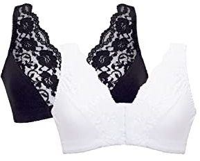 Eden House Ladies | Pack of Two Lace Front Fastening Magic Bras | Assorted
