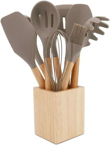 Utensilios Cocina Juego de Utensilios de Cocina Juego de Utensilios de Cocina de Madera, cucharas de Madera for cocinar Juego de espátula de Cocina de Madera de Teca Natural for incluir 7 Paquetes