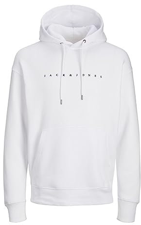 JACK & JONES Jjestar JJ Sweat Hood Noos Sweatshirt à Capuche, Blanc, L Homme