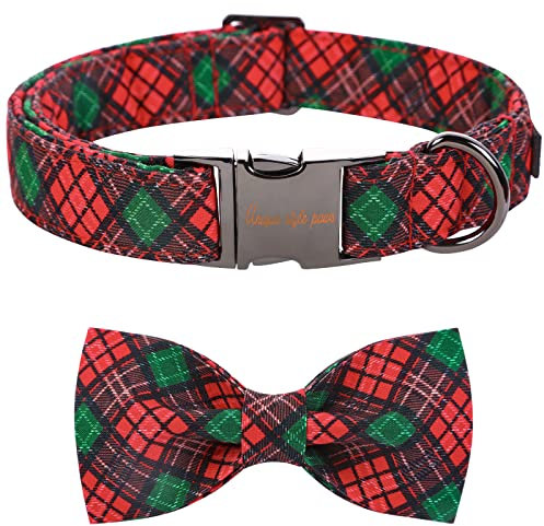 Unique style paws Christmas Rot Grün Hundehalsband, Haustierhalsband Geschenk für Mädchen Jungen Hunde, verstellbares Hundehalsband für kleine mittelgroße Hunde-M
