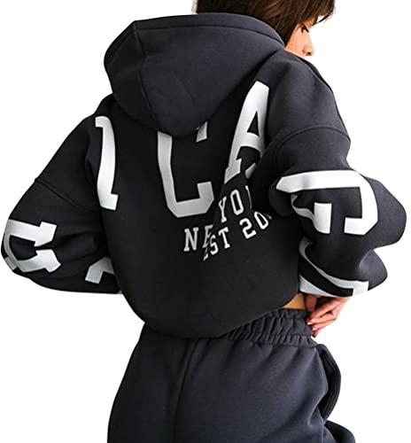 ORANDESIGNE Damen Jogginganzug Frauen Fleece 2 Stück Outfits Jogginganzug Pullover mit Halbem Reißverschluss Sweatshirt + Jogginghosen Trainingsanzug Set Sportanzug