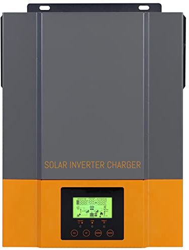 Onduleur Solaire, onduleur Hybride Solaire 3000W 24V DC à 220V AC avec contrôleur de Charge Solaire MPPT 80A, Compatible avec Les Batteries au Lithium au Plomb ou sans Batteries