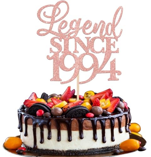 Xsstarmi 1 Pack Glitter Legend Since 1995 Cake Topper Thirty Cheers to 30 Years Old Cake Pick for Funny 30 Happy 30th Birthday Wedding Anniversary Party Cake Decorations Rose Gold