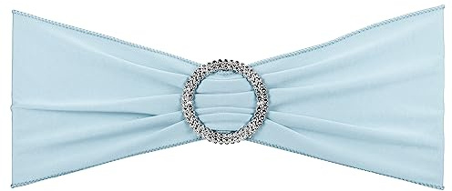 PATIKIL 13 x 5 Stretch Chair Sashes Bows, 25 Pack Elastic Chair Bands Sashes with Buckle Slider for Wedding Banquet Decorations, Sky Blue
