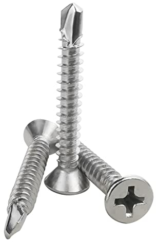 60 pezzi viti autofilettanti da 4,2 x 32 mm, in acciaio inox 410, viti a testa piatta Phillips, testa autofilettanti, viti autofilettanti ad alta resistenza (disponibili da 13 mm a 32 mm)