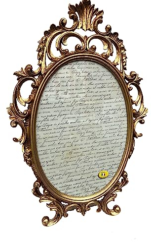 Pintici Bilderrahmen Antik Oval Gold Schwarz Beige 43x27 Foto Spiegelrahmen Gemälderahmen Barockrahmen 28x16cm Prunk rahmen Spiegelrahmen C531 Bilderrahmen (Gold)