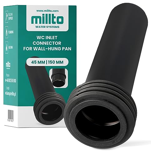 Millto™ Geberit Tuyau de chasse d'eau 45 x 150 mm - Raccord mural - Tuyau de chasse d'eau - Tuyau de chasse d'eau - En polypropylène - Alimentation en eau encastré