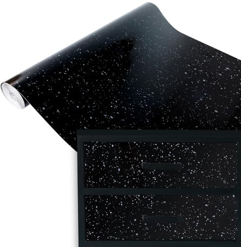 DecoMeister Papel Adhesivo Imitacion Granito Negro Para Pared Puertas Mesa Armario Vinilo Autoadhesivo Decorativo Para Muebles Encimera Para Forrar Lámina Para Cocina En Rollo 67,5 x 100 cm Por Metros