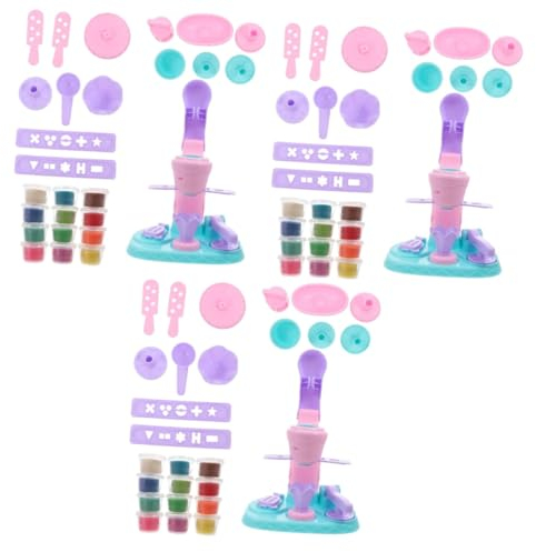 ibasenice 3 Sätze EIS-maschiene Spielzeug Knetmasse EIS Spielset Simulation Einer Eismaschine Kind Abs Puzzle Nachtisch