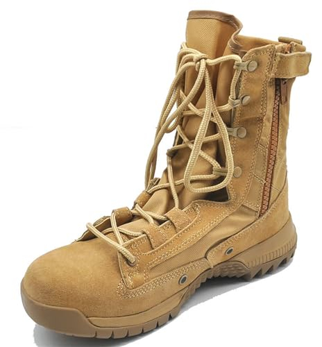 crazynekos Herren Taktische Kampfstiefel Leichte Taktische Armee Stiefel Atmungsaktiv Militär Taktische Arbeitsstiefel mit seitlichem Reißverschluss, sand, 45 EU