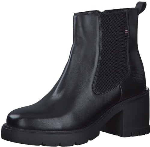 s.Oliver Damen Chelsea Boots aus Leder mit Blockabsatz, Schwarz (Black), 38 EU