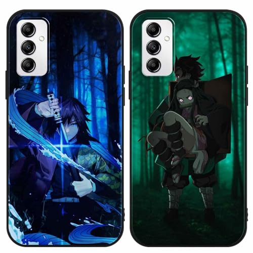 LYUBFDC 2 Stück Handyhülle für Samsung Galaxy A14 5G Hülle 6.8 Zoll, Anime Kamado Nezuko Tanjirou Giyuu Muster Design Manga Case Cartoons Schutzhülle TPU Silikon Charmant für Jungen Frau