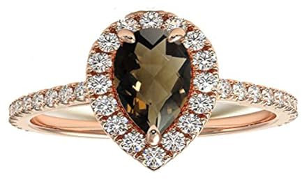 Vml Jewellers Rauchquarz-Stein Squire Gold Polish Ringe – Vergoldeter brauner Rauchquarz-Edelsteinring – Großhandelsschmuck Infinity-Fassungsgeschenk für Neujahr Krappenring