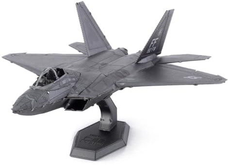 Metal Earth Fascinations Metallbausätze - Flugzeug Jäger F-22 Raptor, lasergeschnittener 3D-Konstruktionsbausatz, 3D Metall Puzzle DIY Modellbausatz 3 Metallplatinen, ab 14 Jahre