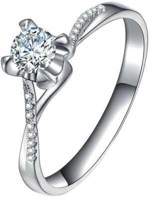 Trauringe Platin 950, Damen Ringe Diamanten Blume Lab Diamant 0.3CT H Rundschliff VVS mit Diamant G Größe 56 (17.8) Npassbar für Abschlussball