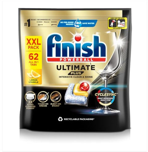 Finish Ultimate Plus All in One 62 tab Lemon Dishwasher Tablet