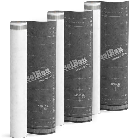 Isolbau Unterspannbahn Dach SPB 135 SKS, 225 m² Rolle (1,5 x 150 m) - Dampfdurchlässige Unterdeckbahn mit 2 Klebestreifen - Selbstklebende Dachfolie 135 g/m² - witterungbeständig und wasserdicht