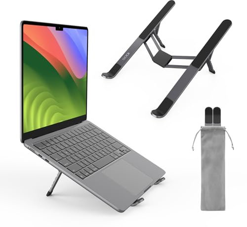 SODI Laptop Ständer, 6-Stufe Höhenverstellbarer Laptopständer, Faltbar & Belüftet, Aluminium Notebook Ständer Halterung, Kompatibel mit MacBook Air, HP, Sony, Dell und Allen 10-16 Zoll Laptops