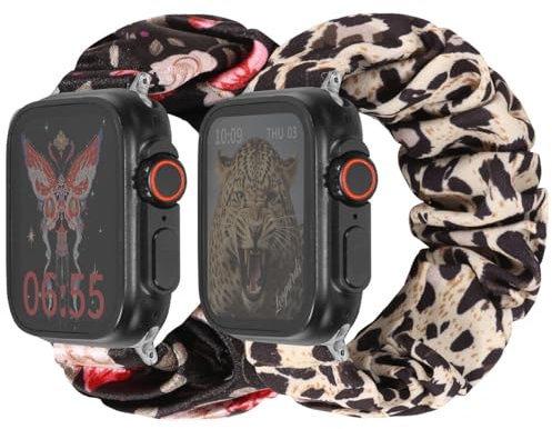 Scrunchie-Armband für iWatch Serie 9, 8, 7, 6, 5, 4, 3, 2, 1, SE, elastisches, verstellbares Armband, kompatibel mit Apple Watch, 42 mm, 44 mm, 45 mm, 42mm/44mm/45mm S