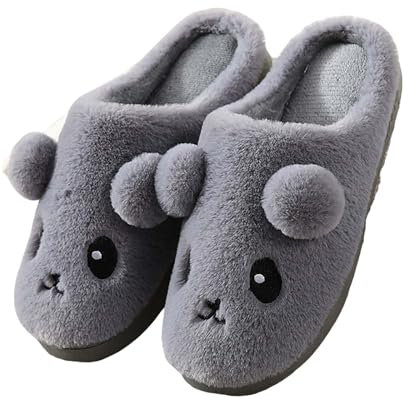 Chanpning Hausschuhe Damen Warm, Mit Memory Foam Für Sommer Fall Rutschfeste Outdoor Winterschuhe Fall Und Winter Weiche Kuschelige Home Rutschfeste Slippers Sandalen Blumen Fell Hausschuhe