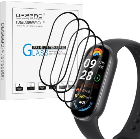 NEWZEROL 4 Pezzi Pellicola Compatibile per Xiaomi Smart Band 9, [Copertura Completa] PMMA e PC (Non Vetro Temperato) Proteggi Schermo Ultra Sottile AntiGraffio ad Alta Definizione per Mi Band 9