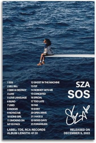 Sza Poster Sos Albumcover Poster für Schlafzimmer, ästhetisches dekoratives Poster, Wandkunst, 30 x 45 cm