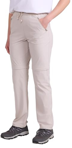 Mountain Warehouse Explorer Damen-Hose mit abnehmbaren Beinen – UV-Schutz-Damenhose, schnell trocknende Hose, mehrere Taschen – Wandern, Frühling, Sommer Beige (Normale Länge) 40