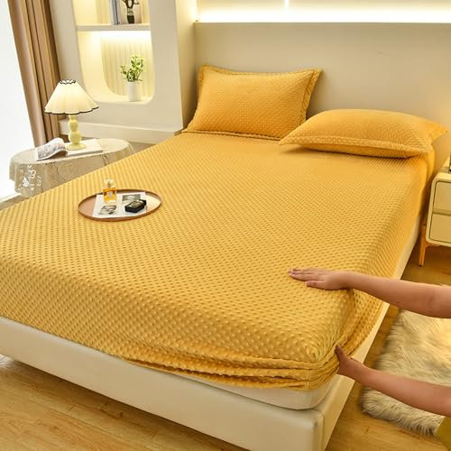 KLUOT Flauschige Plüsch Spannbettlaken 90 x 200 + 30 cm kuschelig bügelfrei Winter Plüsch warme kuschelige Cashmere Touch Bettlaken Fleece Plüsch Betttuch