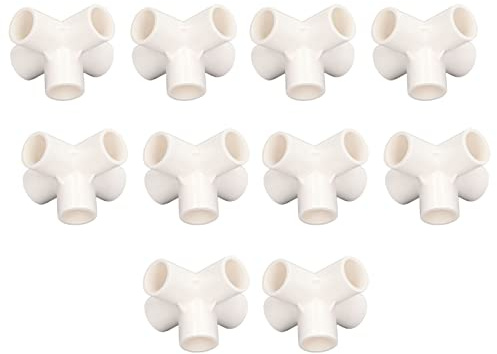 KIMISS Raccord de Tuyau en PVC Connecteur de Tuyau à 5 Voies 10 Pièces Raccord de Tuyau en PVC 20Mm Connecteur de Tuyau coudé en 3 à Angle Droit à 5 Voies pour Meubles (White)