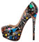 Meinabsatz Plateau Pumps Damen High Heels Stiletto Damenschuhe Runde Zehen Pfennigabsatz Lack Party Schuhe Mehrfarbig Schwarz 38 EU