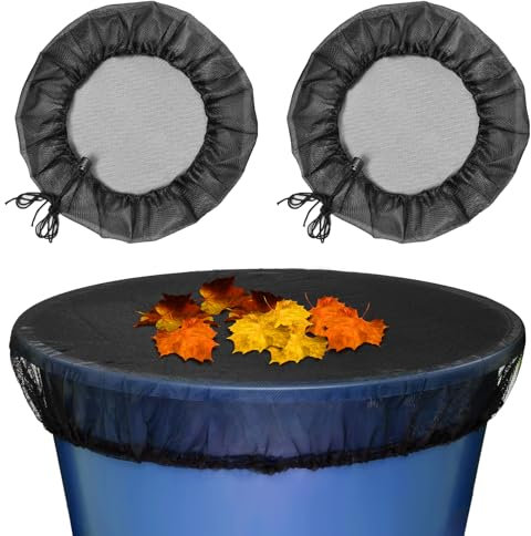 MAJOYLIFE 2 Stück Regentonnennetz,100cm Verstellbare Regentonnenabdeckung,Regentonnen Netz zum Schutz vor Laub,Unrat und Insekten,passend für 80-95cm Fässer