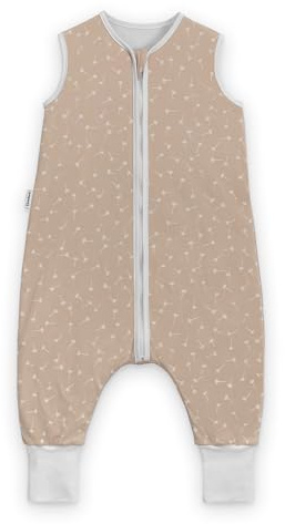 Ehrenkind® Baby Sommerschlafsack mit Füßen 1.0 TOG aus weicher OEKO-TEX zertifizierter Bio-Baumwolle | Sommer Schlafsack | Baby Schlafsack Gr. 90 Beige Pusteblume | 1 Tog