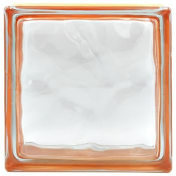 Bloc de verre réfléchissant ondulé couleur orange | cm 19 x 19 x 8 | Unité de vente 1 boîte de 6 pièces | Euro/pcs. 5,50