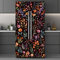 GOMAKERER 2 Pcs Floral Pattern Removable Refrigerator Wraps, Self-Adhesive Fridge Door Mural Vinyl Fridges Panel Cover Sticker for Kitchen Bar Decor, 41.5x200cm