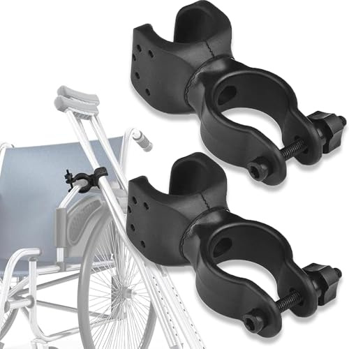QSLKI 2PCS General Walking Stick Holder, 360° Rotatable Clamp Holder, Disabled elderly Universal Accessories For Cane Holders, Suitable for Mobile Scooters, Crutches, And Wheelchair Accessories