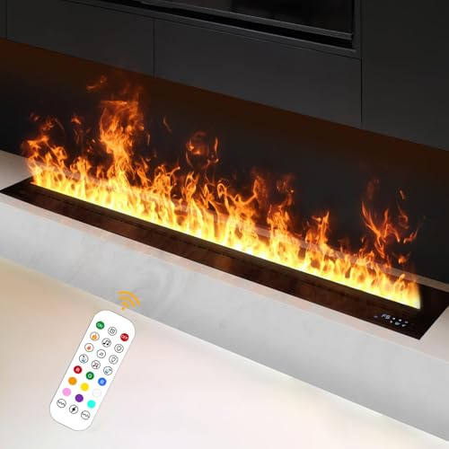 19.6-59in Water Vapor Fireplace,Water Vapor Fireplace Insert,3D Atomized Fireplace,steam Fireplace,with Remote Control,Touch Panel,Automatic Water Filling,3mm Ultra-Thin Panel,100cm/39.3in