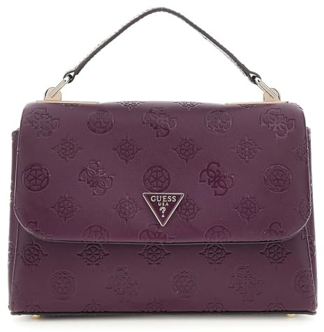 GUESS Handtasche Umhängetasche Tisha Top Handle Flap Bag Wine Logo weinrot