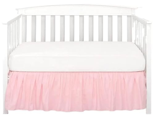 Jupe de lit bébé Jupe de lit Berceau avec draps supérieurs Blancs, Volants plissés sur 4 côtés for garçons et Filles, Couvre-lit Chambre d'enfant(Pink,60x120x36cm)