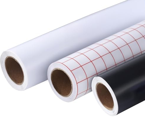 Solinorex Transferfolie Plotter Set 30,5 X 300 cm - 2 Rolle Plotterfolie Vinyl Selbstklebend + 1 Rolle Transferfolie für Tassen Geschenke Deko DIY (Weiß + Schwarz)