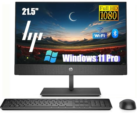 HP ProOne 600 G5 All in One Desktop Computer PC, Mit 21.5-Zoll-Monitor, Intel Core i3-9100, 16GB RAM, 256GB SSD, US QWERTY Tastatur, WiFi, Bluetooth, Windows 11 Pro (Generalüberholt)