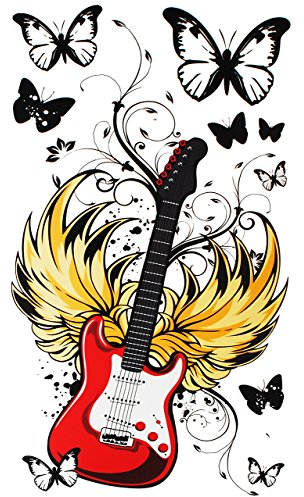 alles-meine.de GmbH 9 TLG. Set: Wandtattoo/Sticker/Fensterbilder - Gitarre Musik Rockabilly - Wandsticker Aufkleber für Kinderzimmer - Musiker Rockgitarre E-Gitarre Sänger - ..