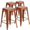 Flash Furniture Kai Hocker in handelsüblicher Qualität, 61 cm hoch, rückenfrei, Kupfer, für drinnen und draußen, Thekenhöhe, 4 Stück