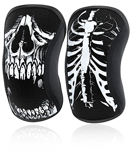 RockTape Assassins Ginocchiere 5mm - Neoprene Durevole per Compressione, Calore e Stabilità nel Fitness Funzionale, Teschio Nero, Small