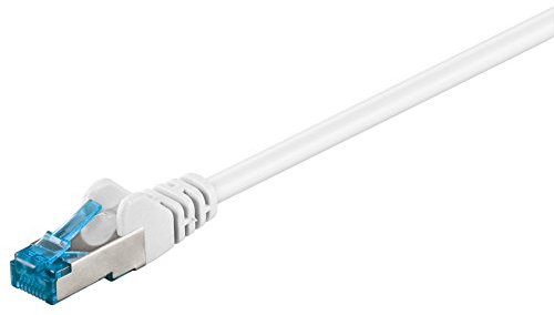 Goobay Cable de conexión CAT 6a, cable Ethernet, doble blindaje, S-FTP hasta 10000 Mbits, 500 Mhz, libre de halógenos, conectores RJ-45, contactos chapados en oro, 92712, 3 m, blanco