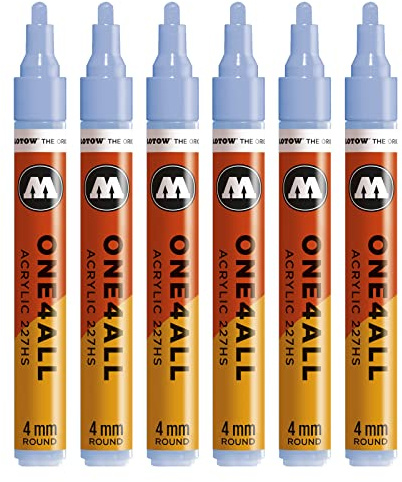 Molotow One4All 227HS Acryl Marker (4,0 mm Strichstärke, hochdeckend und permanent, UV-beständig, für fast alle Untergründe) 6 Stück Farbe 202 keramik hell pastell