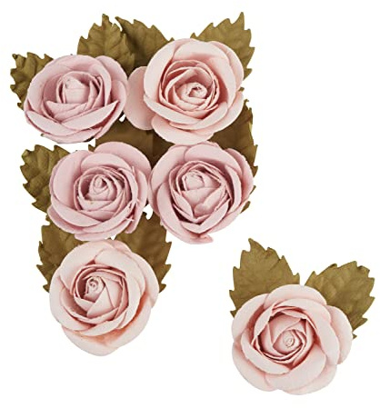 Artemio 11060586 Secret Garden Papierrose, 8,9 cm, Altrosa, 6 Stück