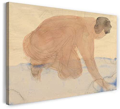 Printed Paintings Leinwand (60x40cm): Auguste Rodin - Nackte Figur auf Händen und Knien